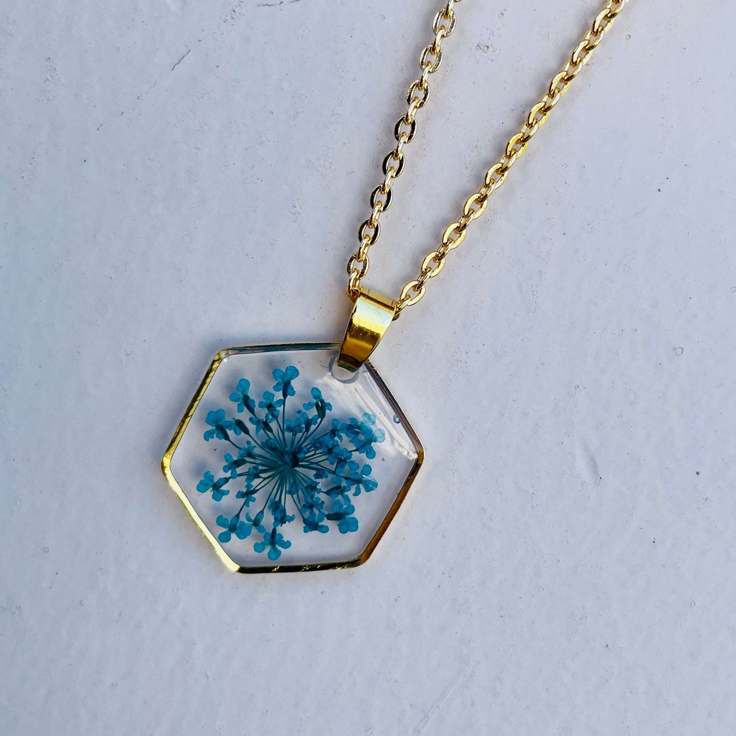Blue Hexa Flower Pendant