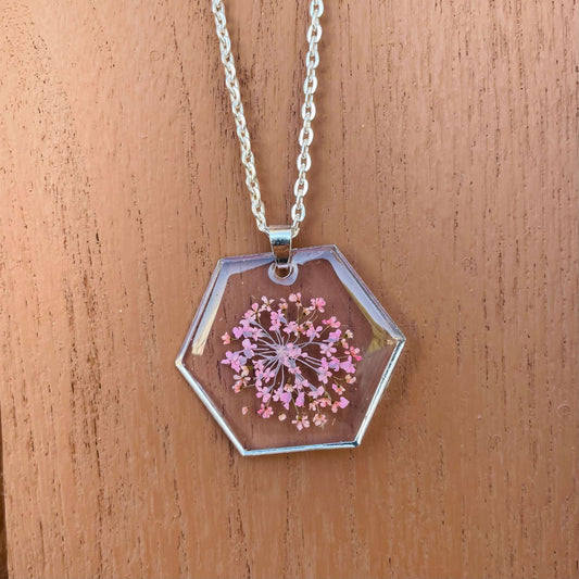 Pink Hexa Floral Pendant