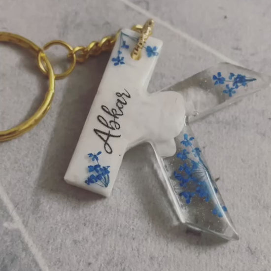 Name Customised Real Flower Keychain