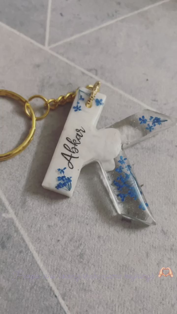 Name Customised Real Flower Keychain