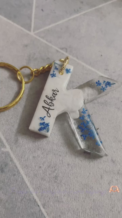 Name Customised Real Flower Keychain