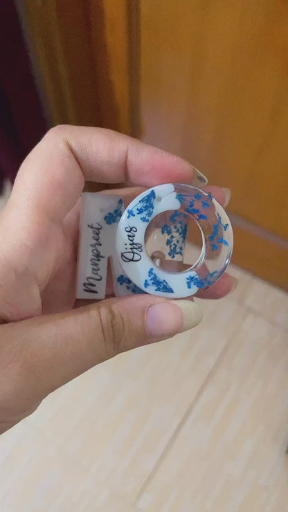 Name Customised Real Flower Keychain
