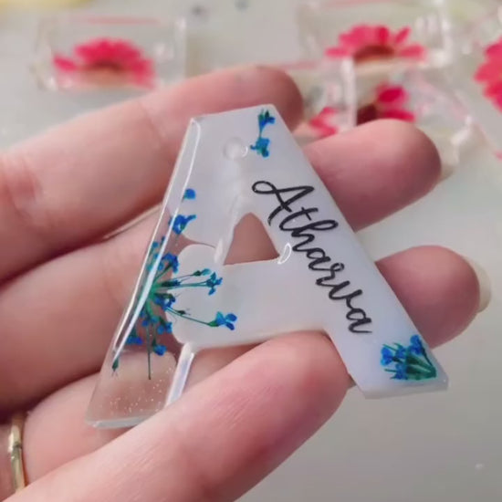 Name Customised Real Flower Keychain