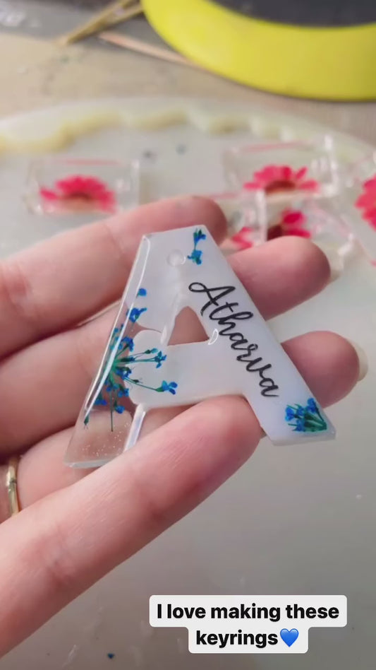 Name Customised Real Flower Keychain
