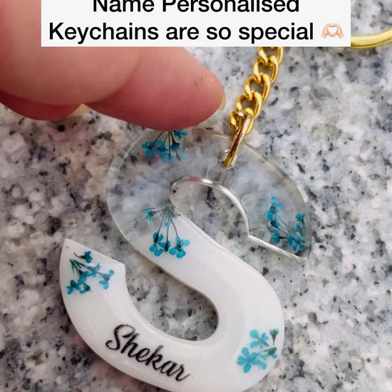 Name Customised Real Flower Keychain