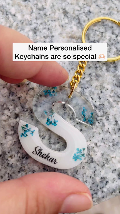 Name Customised Real Flower Keychain